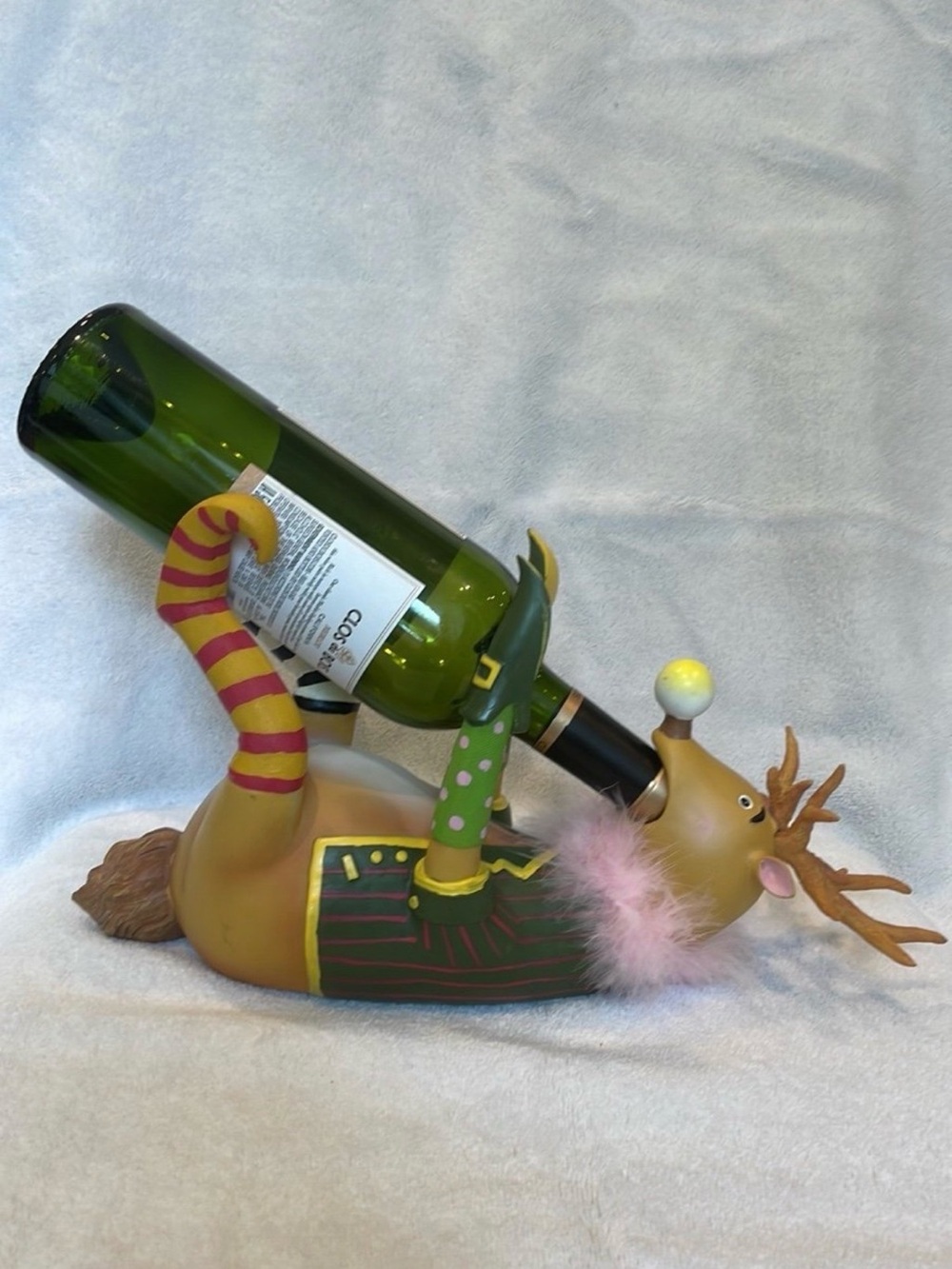 Whimsical Reindeer Wine Bottle Holder in Green - Picture 3 of 8